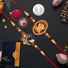 Unisex Adult Rakhi (K2_298+309) Pooja Coin & Rakhi Card, Rakhi Lumba Set, Rakhi Cards, Rakhi For Brother, Set Of 1