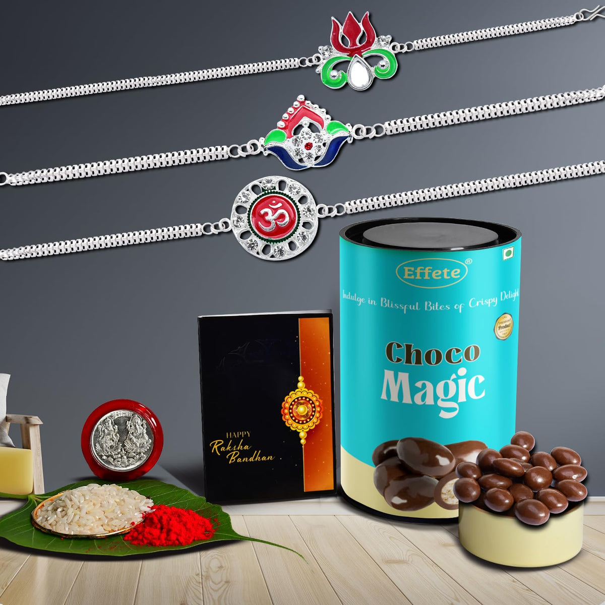 Rakhi (K3_C7+C8+C9_CM) & Chocolate Magic | Rakhi for brother with gift | Rakhi with chocolate |rakhi combo for brother | Set of 3 Rakhi |  Chocolate|