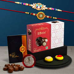 Rakhi (K2_513+514_EM32) & Chocolate Magic 32gm, Rakhi for brother with gift, Rakhi with chocolate, rakhi combo for brother, Set of 2 Rakhi,  Chocolate