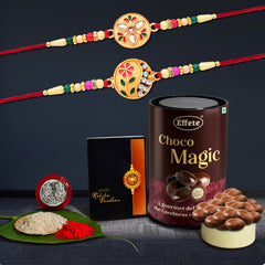Rakhi (K2_507+508_EM) & Chocolate Magic | Rakhi for brother with gift | Rakhi with chocolate |rakhi combo for brother | Set of 2 Rakhi |  Chocolate|