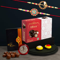 Rakhi (K2_559+560_EM32) & Chocolate Magic 32gm| Rakhi for brother with gift | Fancy Rakhis for men stylish |rakhi combo for brother | Set of 2 Rakhi |  Chocolate|