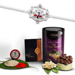 Peacock Rakhi Bracelet For Brother Set Of 1 With Chocolate Combo