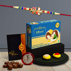Rakhi (K1_556_BS32) & Chocolate Butter Scotch 32gm | Rakhi Combo with card and chocolate | chocolates gift | Rakhi & Chocolate for brother | rakhi with gift | Set of 1 Rakhi