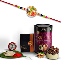 Rakhi For Brother Set Of 1 with Silver Color Pooja Coin (K1_546_AS)