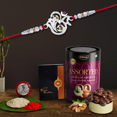 Rakhi (K1_A8_AS) & Assorted Chocolate Dryfruits 96gm, Rakhi Combo with card and chocolate, chocolates gift pack, Rakhi & Chocolate for brother, rakhi with gift, Set of 1 Rakhi
