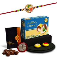 Rakhi For Brother Set Of 1 with Silver Color Pooja Coin (K1_546_BS32) ButterScotch-200 gram