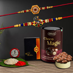 Rakhi (K2_314+315_EM) & Chocolate Magic | Rakhi Combo with card and chocolate | chocolates gift | Rakhi & Chocolate for brother | rakhi with gift | Set of 2 Rakhi
