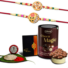 Rakhi (K2_507+508_EM) & Chocolate Magic | Rakhi for brother with gift | Rakhi with chocolate |rakhi combo for brother | Set of 2 Rakhi |  Chocolate|