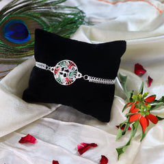 Rakhi for Brother Set of 1 with Dish, Silver Coin & Greeting Card, Rakhi for Brother and Bhabhi, Rakhi with Gift for Brother, Rakhi for Kids, Rakhi Set, Rakhi Combo (K1_A33_AA3)