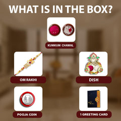 Rakhi for Brother Set of 1 with Dish, Silver Coin & Greeting Card, Rakhi for Brother and Bhabhi, Rakhi with Gift for Brother, Rakhi for Kids, Rakhi Set, Rakhi Combo (K1_412_AA3)