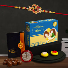Rakhi For Brother Set Of 1 With Chocolate Butter Scotch 32gm, Pooja Coin & Greeting Card , Rakhi For Brother And Bhabhi, Rakhi With Chocolate, Rakhi With Gift For Brother, Rakhi For Kids, Rakhi Set, Rakhi Combo, Rakhi With Sweets(K1_552_BS32)