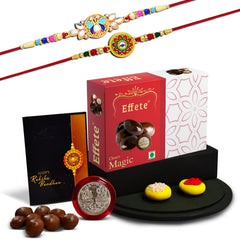 Rakhi (K2_513+514_EM32) & Chocolate Magic 32gm, Rakhi for brother with gift, Rakhi with chocolate, rakhi combo for brother, Set of 2 Rakhi,  Chocolate