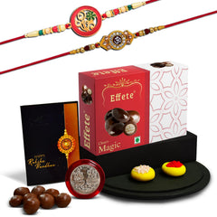 Rakhi (K2_517+518_EM32) & Chocolate Magic 32gm, Rakhi Combo with card and chocolate, chocolates gift pack, Rakhi & Chocolate for brother, rakhi with gift, Set of 2 Rakhi