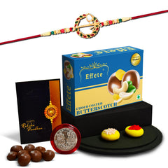 Rakhi (K1_560_BS32) & Chocolate Butter Scotch 32gm, Rakhi & Chocolate for brother, Rakhi with chocolate, rakhi with gift, Rakhi Combo, Set of 1 Rakhi, Chocolate