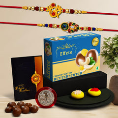 Rakhi (K2_317+319_BS32) & Chocolate Butter Scotch 32gm, Rakhi & Chocolate for brother, Rakhi with chocolate, rakhi with gift, Rakhi Combo, Set of 2 Rakhi, Chocolate