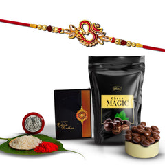 Rakhi (K1_552_SM) & Choco Magic (Pouch), Rakhi for brother with gift, Rakhi with chocolate, rakhi combo for brother, Set of 1 Rakhi, Chocolate