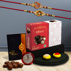 Rakshabandhan OM Rakhi For Brother | Floral Design Rakhi | Set Of 2 with Chocolate Magic 32gm (K2_551+552_EM32)