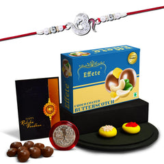 Shri Ganesh Rakhi For Brother | Shiva Ganesh Rakhi Set Of 1 with Chocolate Butter Scotch 32gm (K1_A13_BS32)