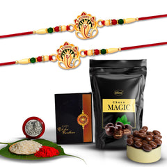 Rakhi (K2_544+544_SM40) & Choco Magic (Pouch), Rakhi for brother with gift, Rakhi with chocolate, rakhi combo for brother, Set of 2 Rakhi,  Chocolate
