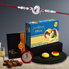 Shri Ganesh Rakhi For Brother | Shiva Ganesh Rakhi Set Of 1 with Chocolate Butter Scotch 32gm (K1_A13_BS32)