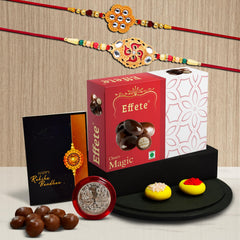 Rakhi (K2_528+531_EM32) & Chocolate Magic 32gm| Rakhi for brother with gift | handmade rakhi |rakhi combo for brother | stylish rakhi for brother | Set of 2 Rakhi |