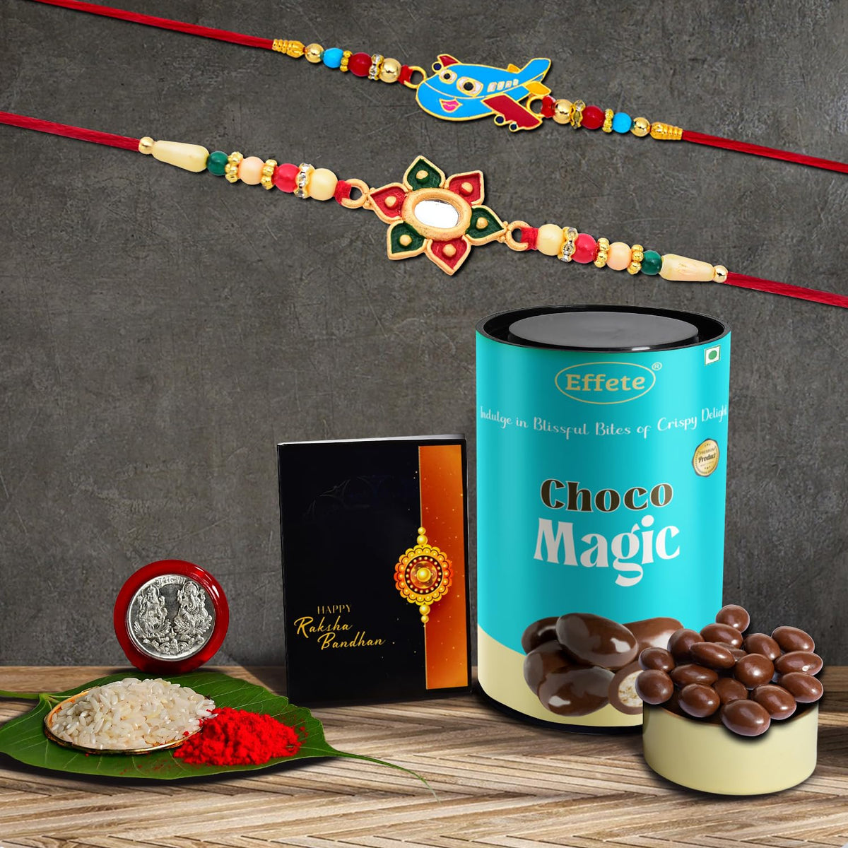 Rakhi (K2_267+271_CM) & Chocolate Magic | Rakhi Combo with card and chocolate | chocolates gift | Rakhi & Chocolate for brother | rakhi with gift | Set of 2 Rakhi
