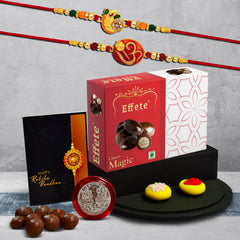 Rakhi (K2_277+282_EM32) & Chocolate Magic 32gm | Rakhi Combo with card and chocolate | chocolates gift | Rakhi & Chocolate for brother | rakhi with gift | Set of 2 Rakhi
