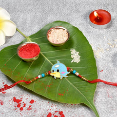 Multicolor Rakhi (K2_105+106_Bs32) & Chocolate Butter Scotch 32Gm Silver Color Pooja Coin, Roli Chawal & Greeting Card, Occasion, Rakhi Combo Card And Chocolate, Set Of 2 Rakhi