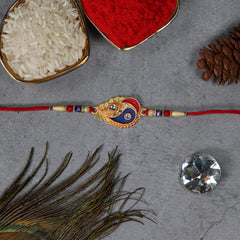 Rakhi For Brother Set Of 2 Multicolor Rakhi with  Choco Magic, Silver Color Pooja Coin & Greeting Card