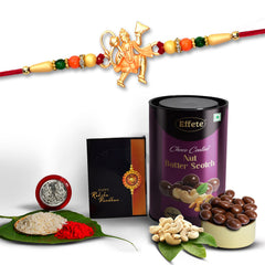 Hanuman Ji Design With Beads With Effete Butterscotch Chocolate 96Gm ,Silver Color Pooja Coin, Roli Chawal & Greeting Card