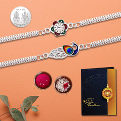 silver rakhi set