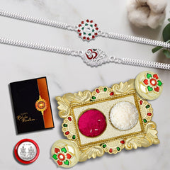 silver rakhi set