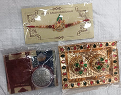 Krishna Flute Rakhi with Decorative Pooja Thali & Raksha Bandhan Gift Set,Rakhi Gift Combo