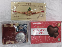 Designer Krishna Rakhi with Choco Beats Gift Pack & Festive Essentials Combo for Brother