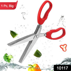 Multifunction Vegetable Stainless Steel Herbs Scissor with 5 Blades (1 Pc / Big)