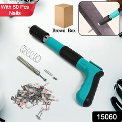 Manual Steel Nails Gun, Nail Wall Fastening Tool with 50 Nails (1 Set)