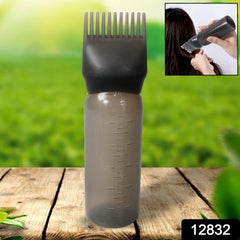 12832 Comb Applicator Bottle, Hair Oil Applicator Bottle for Hair Dye Bottle Applicator Brush with Graduated Scale, Professional Brush Applicator Comb Hairdressing Coloring Styling Tool (1 Pc)