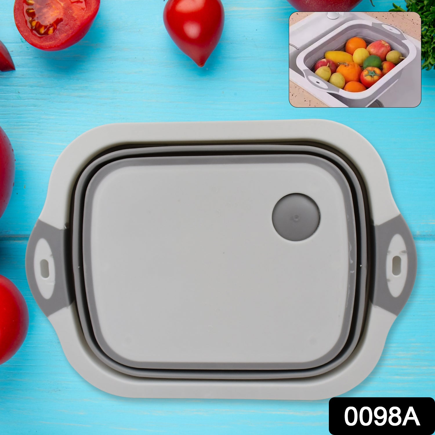 0098A Collapsible Cutting Board with Dish Tub Basket