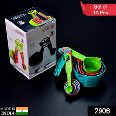 2906 10Pcs Plastic Measuring Spoons and Cups Set for Home Kitchen Cooking. DeoDap