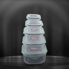 5498 Kitchen Containers Set, Fridge Storage Boxes, Plastic Containers for Kitchen Organizer, Kitchen Accessories Items for Storage Organizer, Snap-Seal (lunch box/storage organizer) (5 Ps Set)