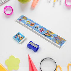4643  Mix Design Cartoon Wooden Pencil Set, Stationary Set 5 in 1 Items Educational Item for School Going Kids, Stationary Set for Girls Boys/Stationary for School/Gift Pack for Girls Kids/Birthday Gift Kids (5 Pc Set )