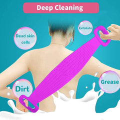1303 SILICONE BODY BACK SCRUBBER DOUBLE SIDE BATHING BRUSH FOR SKIN DEEP CLEANING WITH HOOK DeoDap