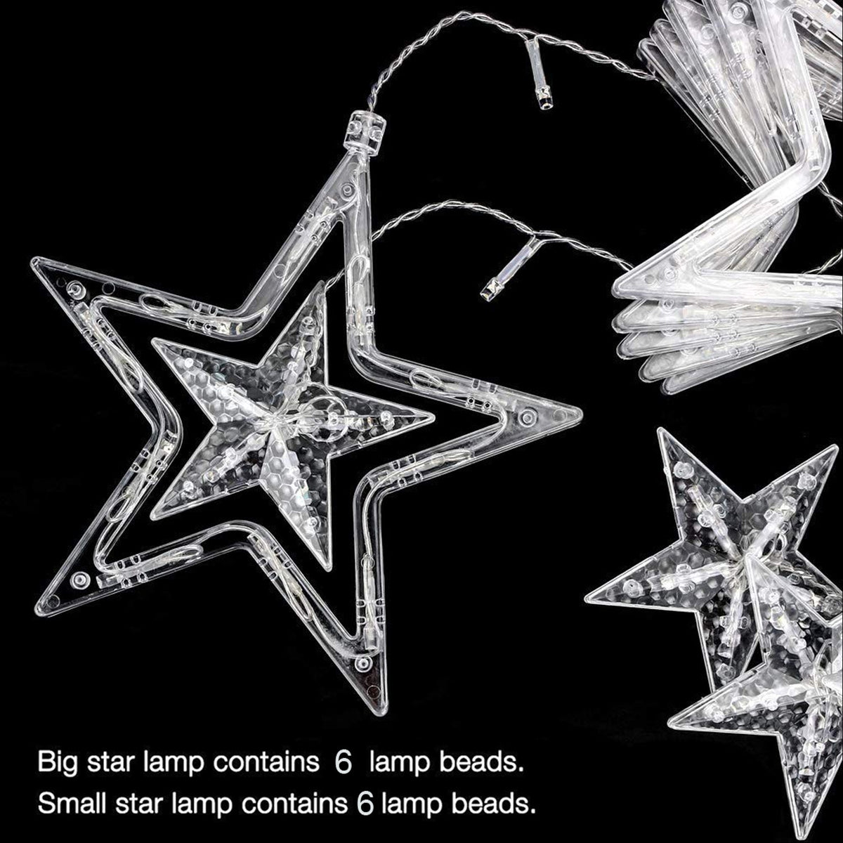 1253 12 Stars Curtain String Lights, Window Curtain Lights with 8 Flashing Modes Decoration for Festivals DeoDap