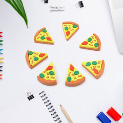 4347 3D Pizza Slices Kids Favourite Food Eraser, Pizza 7 slice eraser for kids Adults fast food lover Stationary Kit Fancy & Stylish Colorful Erasers, for Return Gift, Birthday Party, School Prize