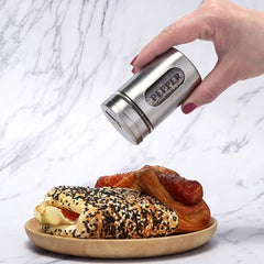 8184 Multi-purpose Seasoning Bottle, Salt and Pepper Shakers Stainless Steel and Glass Set with Adjustable Pour Holes For Home Cooking Picnic, Camping Ration Salt Shakers (1 Pc)