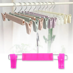 6142 Hanger Double Clip Trouser Rack, Plastic Drying Rack, Trouser Clip Wardrobe Storage Stainless Steel Rotating Hook, Removable Clip (1 Pc)