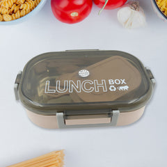 5770  Stainless Steel & Heavy Plastic Material Lunch Box for Kids Air Tight, BPA Free, Easy to Clean, Tiffin Box for School Office College, Snack Box with Spoon and Fork (1 Pc)