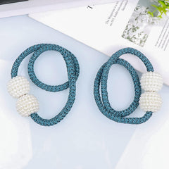 6493 Home Magnetic Curtain Tiebacks, Straps, Buckle, Clips Rope Straps Window Curtain Bracket Decoration, Pearl Decorative Rope Holdback Holder for Window (2 Pc)