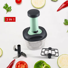 5902 PUSH CHOPPER MANUAL FOOD CHOPPER AND HAND PUSH VEGETABLE CHOPPER, CUTTER, MIXER SET FOR KITCHEN WITH 3 STAINLESS STEEL BLADE. DeoDap