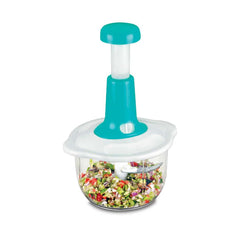 2464 Hand Press Fruits and Vegetable 2 in 1 Push Chopper for Kitchen, 3 Sharp Stainless Steel Blades (1600Ml) DeoDap